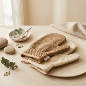Gant Visage Biface en Bambou – Exfoliation Douce & Nettoyage Naturel